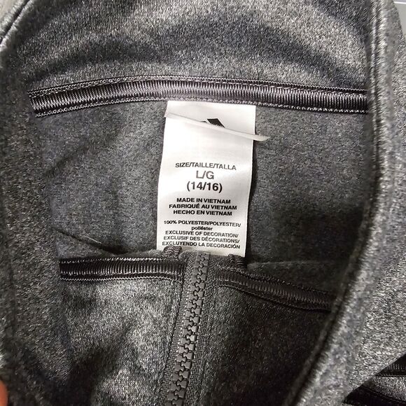 Adidas Track Jacket Youth Large Gray Full Zip Trefoil Soccer Futbol Essential - Picture 5 of 9